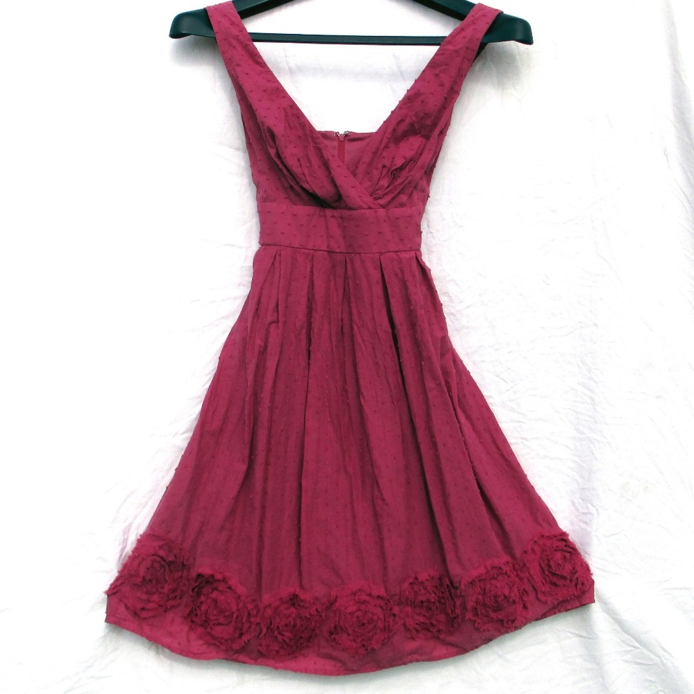 Womens Summer Dress Deep Rose Sleeveless Rosettes